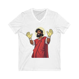 Funny Religious T-Shirt, Unisex V-Neck Tee, Casual Everyday Wear, Great for Gifts, Holiday Celebrations, Christian Humor