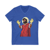 Funny Religious T-Shirt, Unisex V-Neck Tee, Casual Everyday Wear, Great for Gifts, Holiday Celebrations, Christian Humor