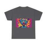 Unisex Heavy Cotton Tee with Colorful Dog Design, Pet Lover Gift, Fun Graphic Tee, Animal Art Shirt, Vibrant Casual Wear