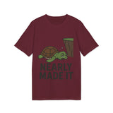 Nearly Made It Unisex T-Shirt - Cute Turtle Design, Funny Graphic Tee, Gift for Creators, Casual Wear, Motivational Apparel
