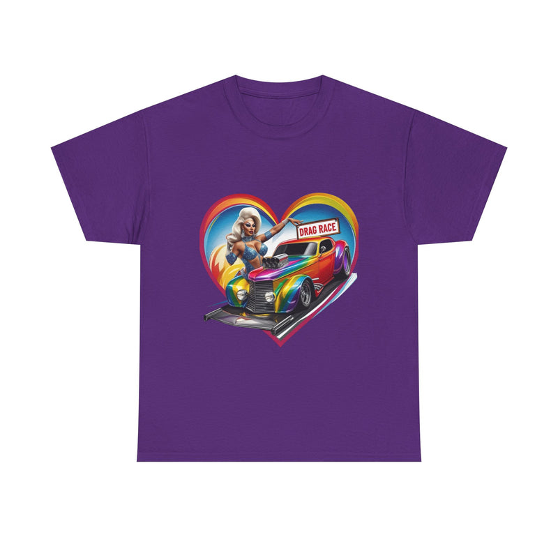 Retro Drag Race Unisex Heavy Cotton Tee, Car Lover Shirt, Vintage Auto Apparel, Gift for Him/Her, Racing Fan Clothes