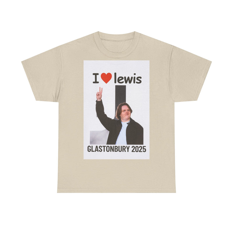 I  Lewis Glastonbury 2025 Unisex Heavy Cotton Tee | Festival Shirt, Concert Apparel, Fan Merchandise, Gift for Music Lovers, Casual Wear