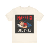Napflix and Chill Unisex Jersey Tee, Comfortable Lounge T-Shirt, Gift for Nap Lovers, Cozy Sleep Shirt for Relaxation, Perfect for [...]