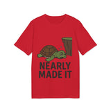 Nearly Made It Unisex T-Shirt - Cute Turtle Design, Funny Graphic Tee, Gift for Creators, Casual Wear, Motivational Apparel