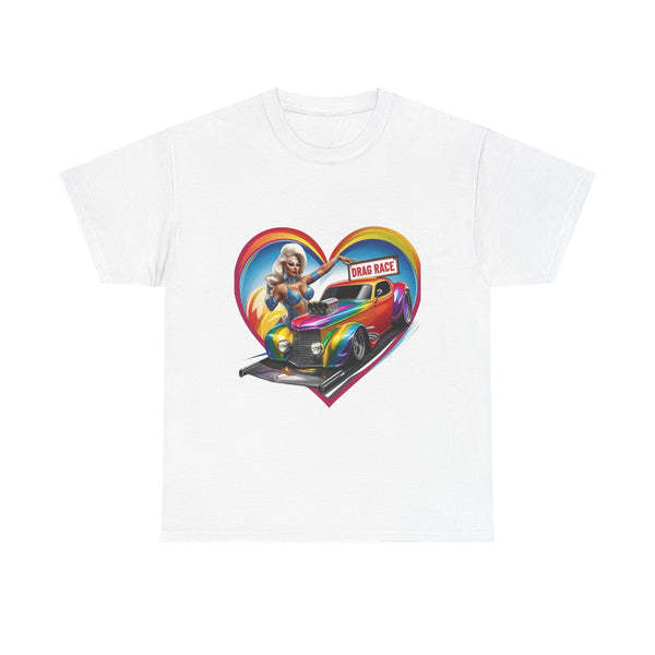 Retro Drag Race Unisex Heavy Cotton Tee, Car Lover Shirt, Vintage Auto Apparel, Gift for Him/Her, Racing Fan Clothes