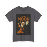 To the Moon Unisex Heavy Cotton Tee, Bitcoin Rocket Tee, Cryptocurrency Gift, Space-Themed Shirt, Fun Graphic T-Shirt
