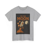 To the Moon Unisex Heavy Cotton Tee, Bitcoin Rocket Tee, Cryptocurrency Gift, Space-Themed Shirt, Fun Graphic T-Shirt