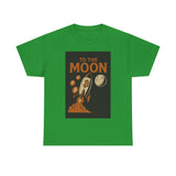 To the Moon Unisex Heavy Cotton Tee, Bitcoin Rocket Tee, Cryptocurrency Gift, Space-Themed Shirt, Fun Graphic T-Shirt