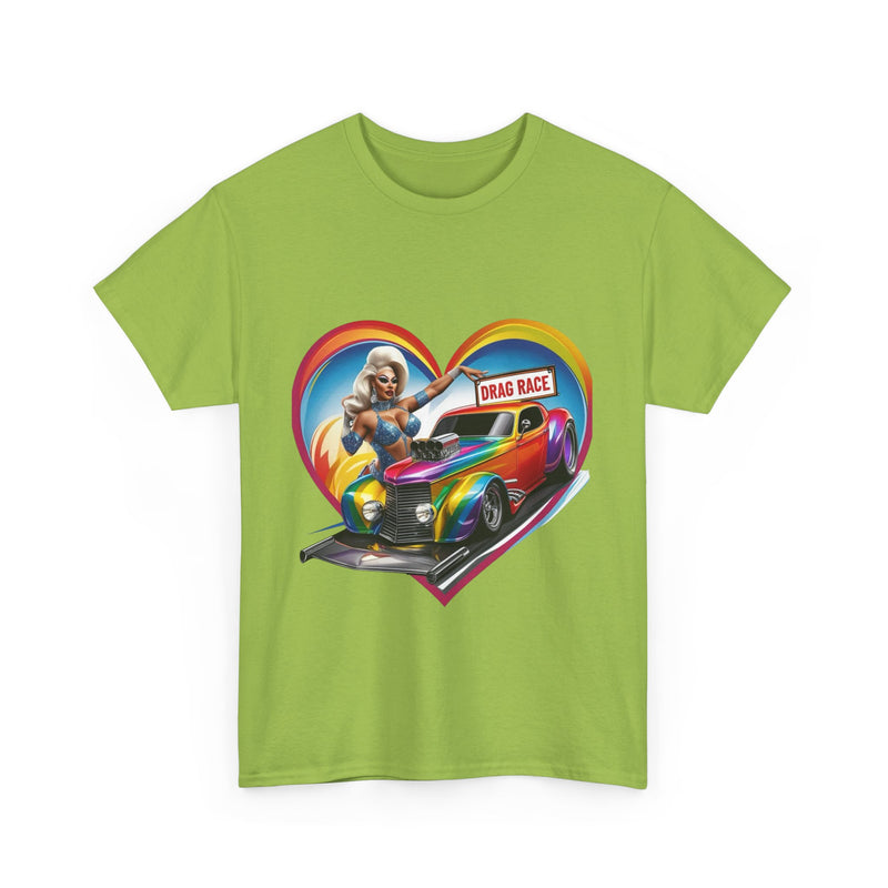 Retro Drag Race Unisex Heavy Cotton Tee, Car Lover Shirt, Vintage Auto Apparel, Gift for Him/Her, Racing Fan Clothes