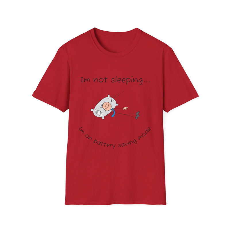 Funny Battery Saving Mode T-Shirt, Unisex Humor Tee, Gift for Friends, Sleepy Shirt, Casual Wear, Unique Graphic Tee
