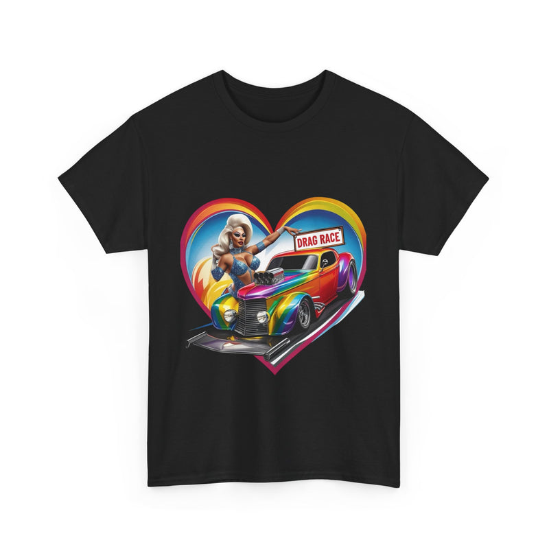 Retro Drag Race Unisex Heavy Cotton Tee, Car Lover Shirt, Vintage Auto Apparel, Gift for Him/Her, Racing Fan Clothes