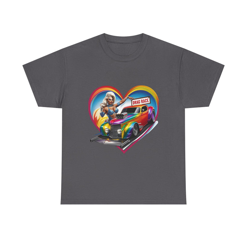 Retro Drag Race Unisex Heavy Cotton Tee, Car Lover Shirt, Vintage Auto Apparel, Gift for Him/Her, Racing Fan Clothes