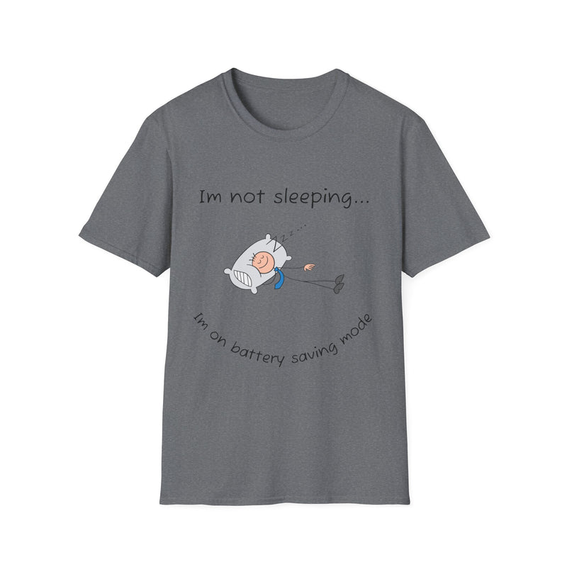 Funny Battery Saving Mode T-Shirt, Unisex Humor Tee, Gift for Friends, Sleepy Shirt, Casual Wear, Unique Graphic Tee